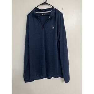 SPYDER Mens Pull over Sweater Blue 1/4 Zip Lightweight Size Large